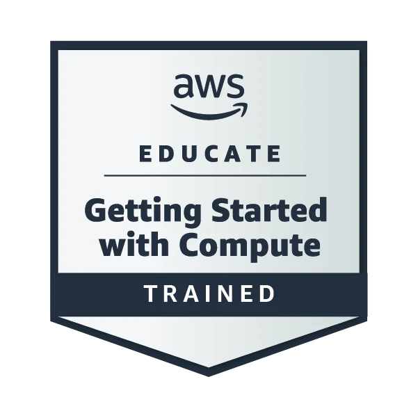 AWS Educate badge reading Getting Started with Compute, at Trained level.